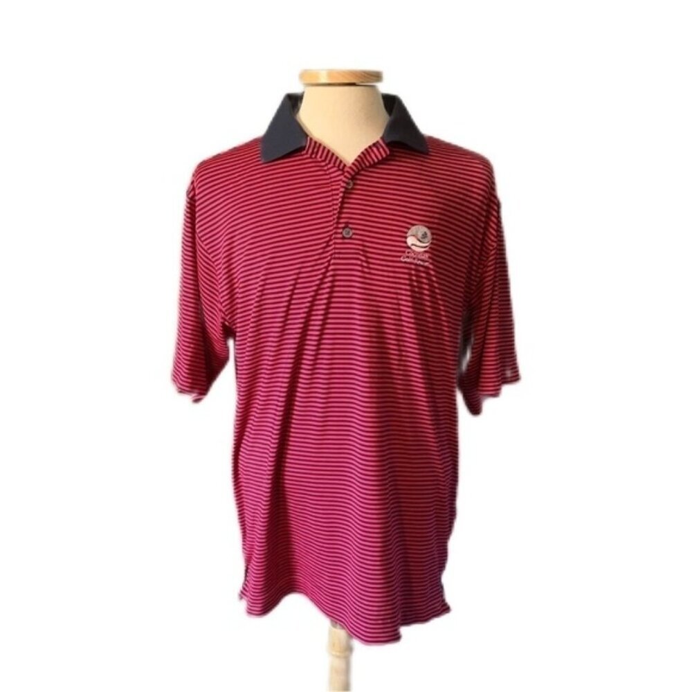 Footjoy Projoy Medium Pink Striped Golf Shirt Lisle